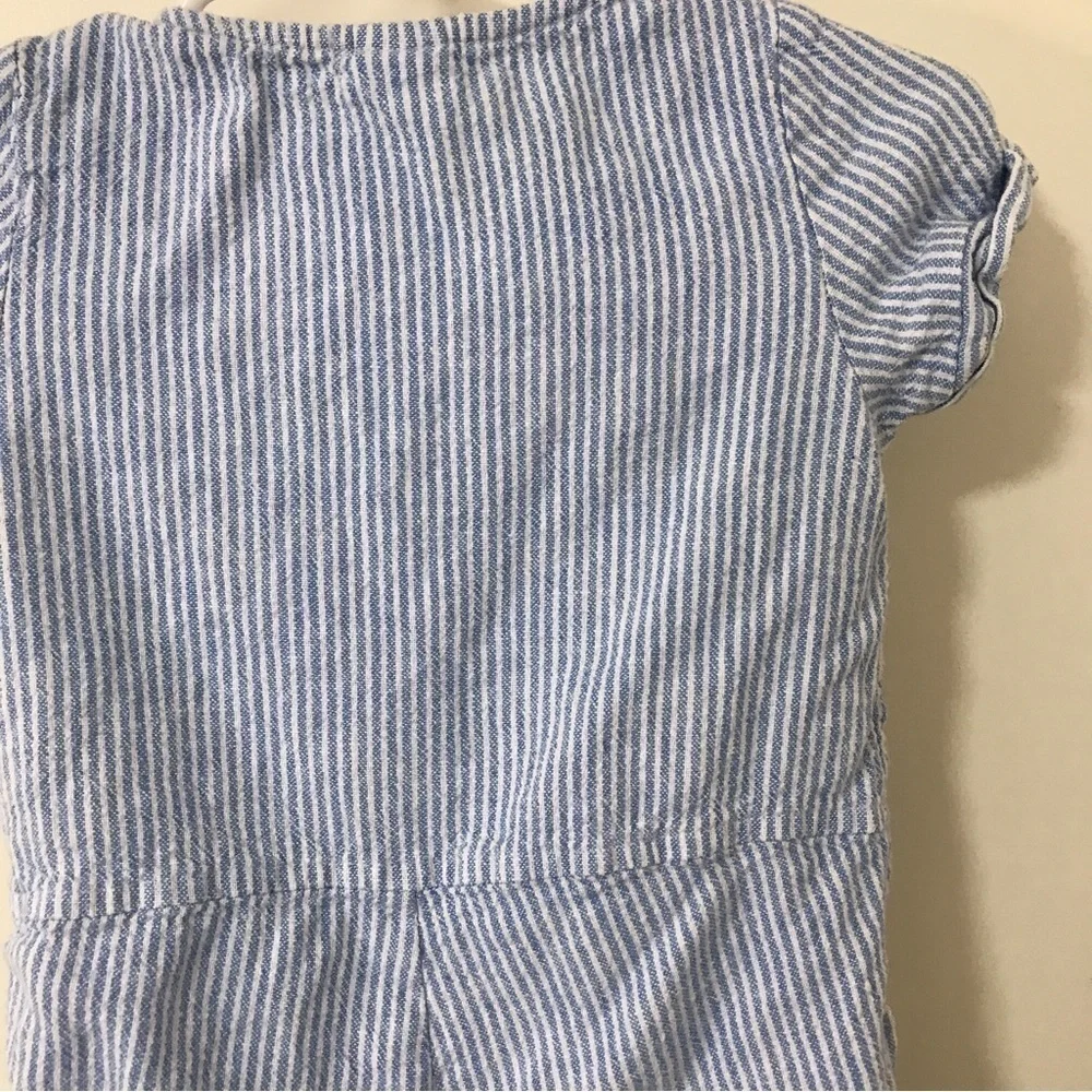 3/$15 Old navy toddler linen  blend blue and white stripe romper